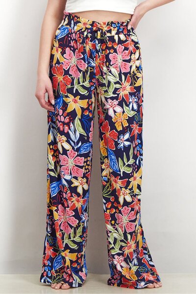 Tchibo Women Regular Fit Floral Print Pajama Pants, Navy