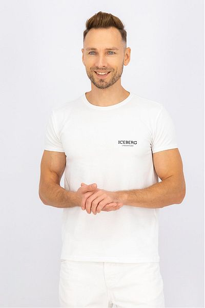 Iceberg Men Crew Neck Short Sleeve Plain T-shirt, White