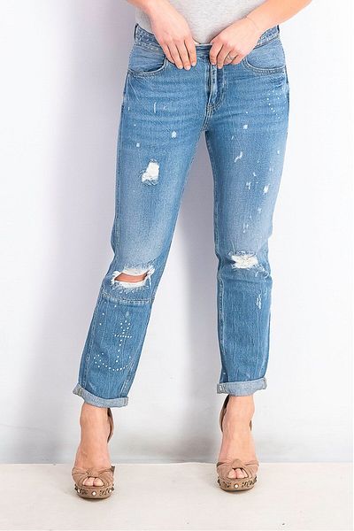 Scotch & Soda Women Regular Fit Graphic Print Non,Stretchable Denim Jeans, Blue