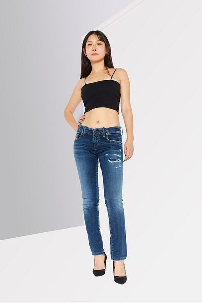 Diesel Women Grupee Slim Fit Mid Rise Straight Leg Stretch Jeans, Navy