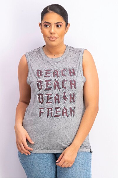 Scotch & Soda Women Round Neck Sleeveless Graphic Tank Top, Grey
