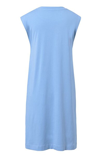 Tchibo Women Crew Neck Sleeveless Solid Dress, Blue