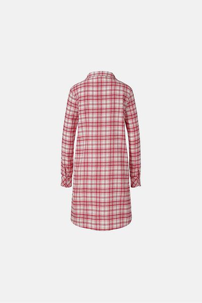 Tchibo Women Plaid Long Sleeve Night Dress, Red Combo