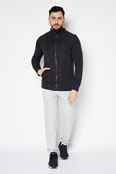 Tchibo Men High Neck Long Sleeve Solid Sweatshirt, Charcoal