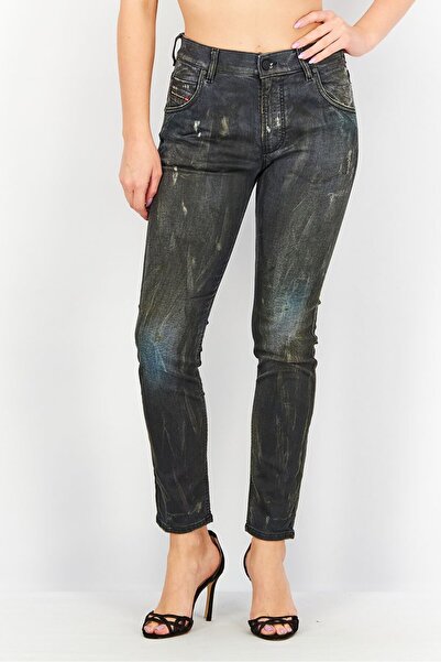 Diesel بنطلون جينز نسائي ضيق قابل للتمدد، لون أسود