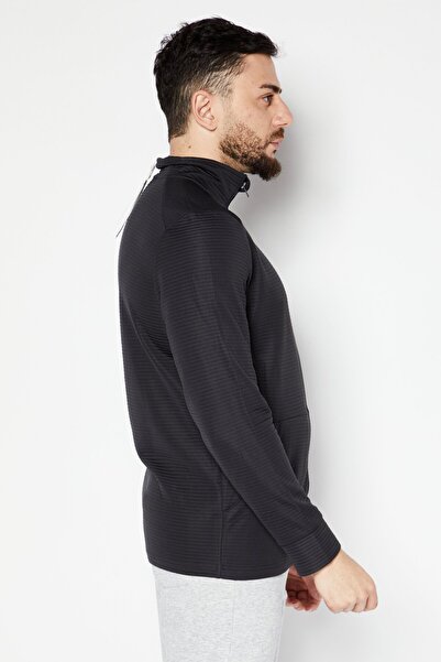 Tchibo Men High Neck Long Sleeve Solid Sweatshirt, Charcoal