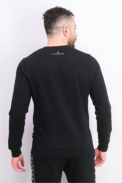 John Richmond Men Sportswear Fit Long Sleeves Training Sweater, Black Combo