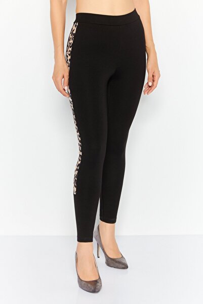 Red Tape Women Animal Print Pull On Leggings, Black