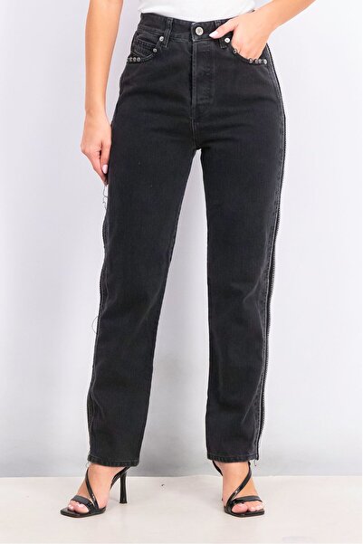 Diesel Women Straight Fit High Waist Non Stretch Denim Jeans, Black