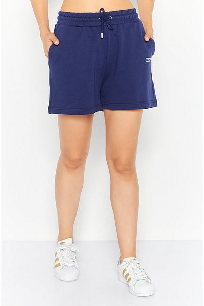 Esprit X Rest And Recreation Women Brand Logo Basic Shorts, Blue