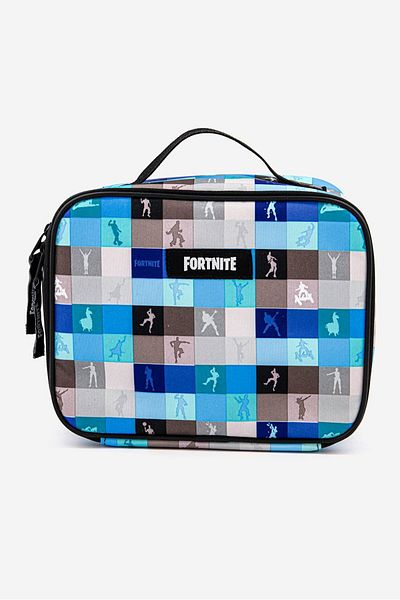 Fortnite Kids Boy Allover Print Lunch Box 20 H x 24 L x 12 W cm, Blue/Black