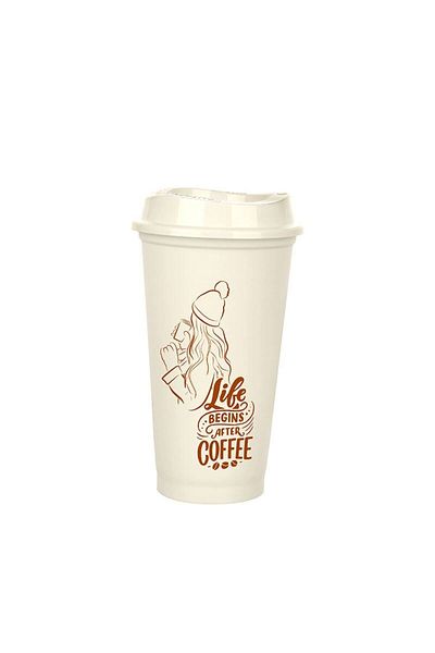 nuit dose Coffee Glass - Cream with Lid 473 ml