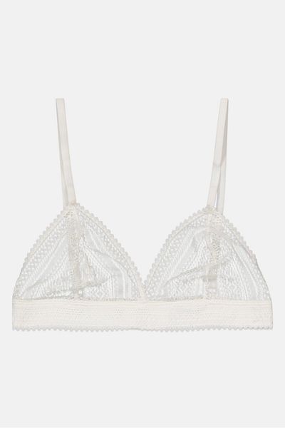 Etam Women Non,padded Lace Triangle Bra, White