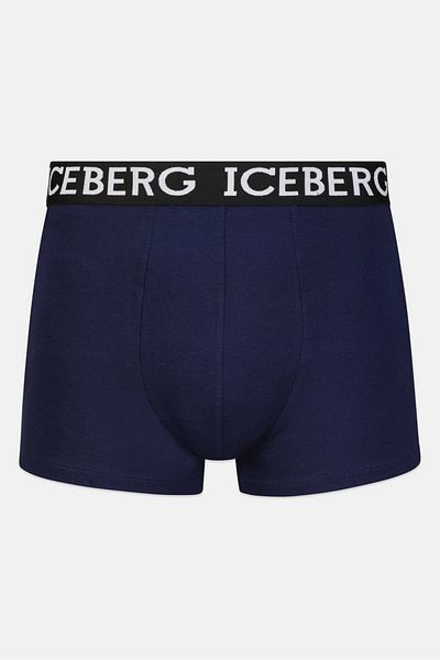 Iceberg سروال داخلي رجالي مكون من قطعتين بشعار العلامة التجارية، أزرق داكن