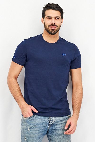 La Martina Men Crew Neck Short Sleeves Embroidered Logo T-Shirt, Navy
