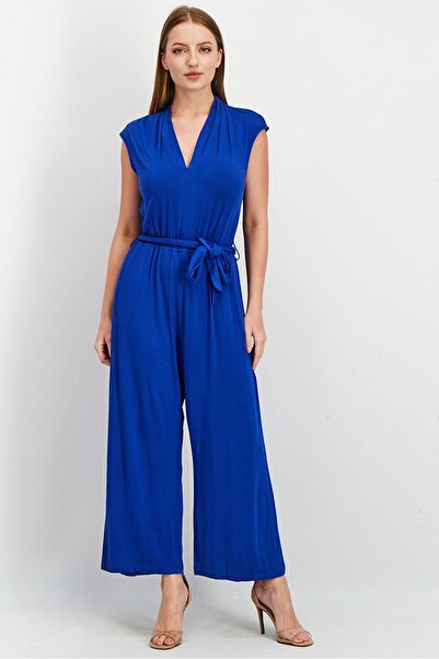 Calvin Klein جمبسوت نسائي سادة بدون أكمام بحزام، أزرق