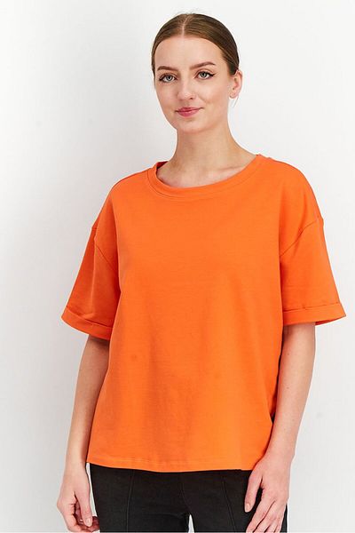 Tchibo Women Crew Neck Short Sleeve Sleepwear Top, Orange