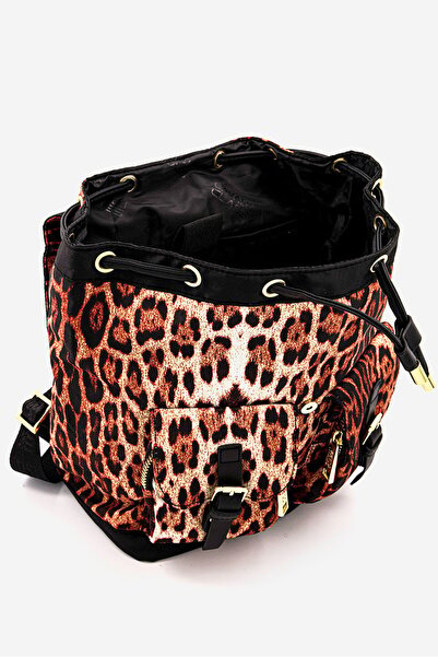 Cavalli Class Women Fashion Travel Backpack 28 H x 25 L x 14 W cm, Black and Brown