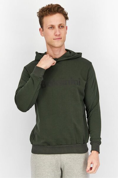 Baldinini Men Brand Logo Long Sleeve Hooded Sweatshirt, Green