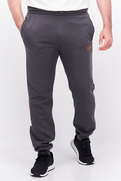 Crosshatch Men Regular Fit Drawstring Brand Logo Jogger Pants, Grey