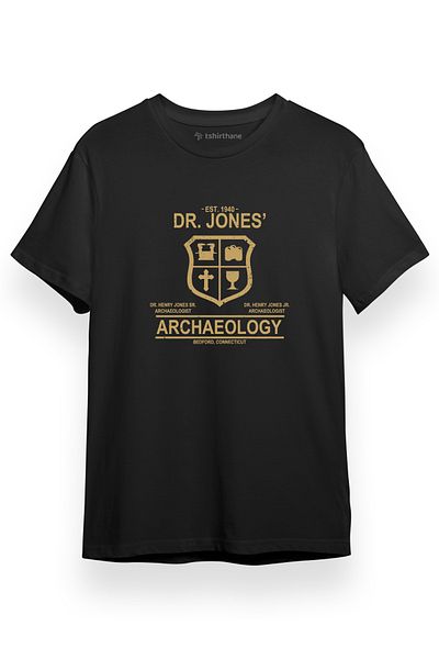 Tshirthane Αρχαιολογία Indiana Jones Μαύρο κοντομάνικο ανδρικό μπλουζάκι