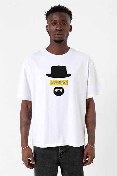 Tshirthane Breaking Bad Yellow Say My Name Head Λευκό ανδρικό μπλουζάκι Oversize