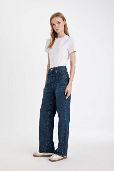 DeFacto Blugi cu talie înaltă din anii 90 cu picioare largi - Pantaloni lavabili D4314ax24au