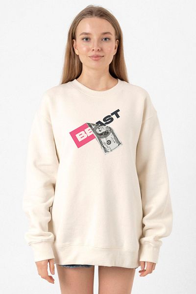 Tshirthane Mr Beast Dollar Bill Ecru Women's 2ip Sweatshirt