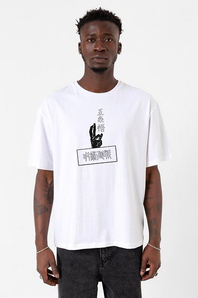 Tshirthane Jujutsu Kaisen Anime Gojo Satoru Λευκό ανδρικό μπλουζάκι μεγάλου μεγέθους