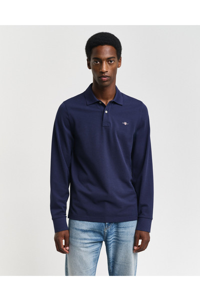 Gant Erkek Lacivert Regular Fit Uzun Kollu Polo