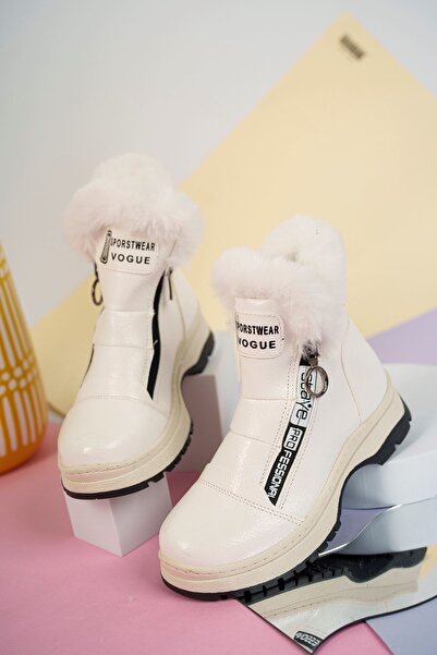 Genel Markalar Yan Fermuarlı Beyaz Kız Çocuk Bot