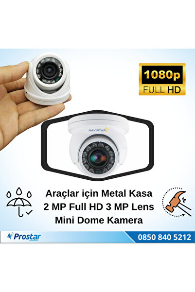 Navistar Araçlar Için Mini Metal Dome 2 Mp Full Hd Gece Görüşlü Kamera Geniş ...