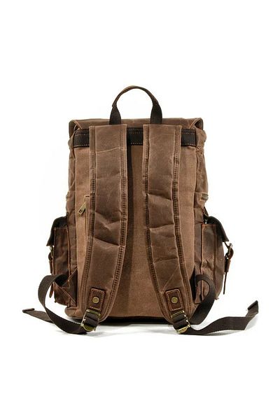 Diwu Retro Hard Canvas Casual Business Backpack - Waxed and Waterproof (Coffee)