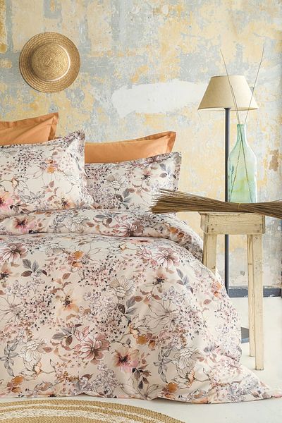 İssimo Home Florantin 210 Tc (83 Wires) Ψηφιακό Σετ Παπλωματοθήκη από βαμβακερό σατέν Διπλό