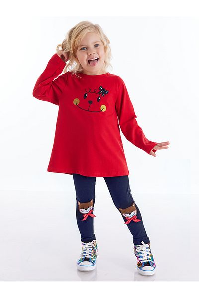 Denokids Teddybären-Tunika-Strumpfhosen-Set für Mädchen