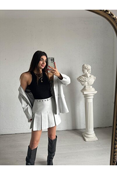 Bade Butik Γκρι φαρδιά πλισέ φούστα Ella