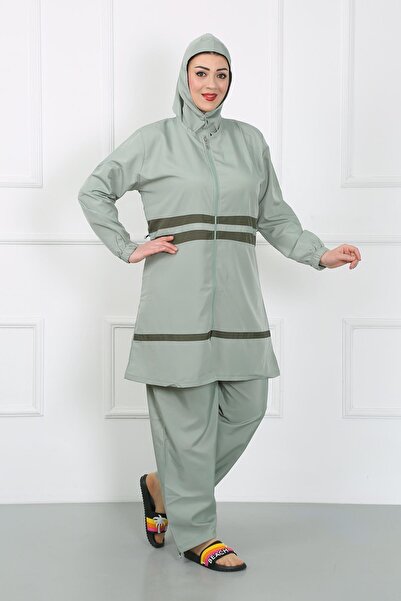 Akbeniz Μαγιό Water Green μεγάλου μεγέθους Hijab - 44020