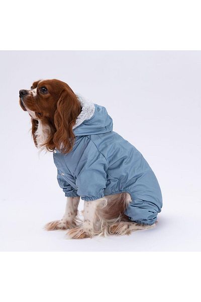 Pettrend Gray Furry Jumpsuit Raincoat Small Breed Raincoat Dog Apparel Dog Raincoat