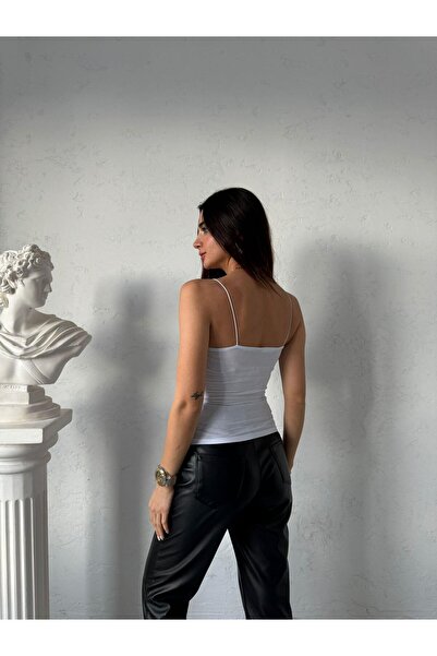 Bade Butik White String Strap Long Tina Crop (51 cm)