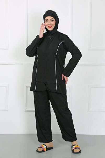 Akbeniz Costum de baie Hijab mărime mare, negru, 44010