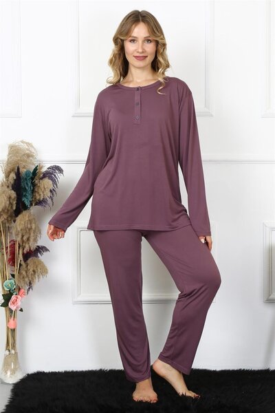 Akbeniz Costum de pijama cu mâneci lungi pentru femei 4XL-5XL-6XL-7XL-8XL, mă...