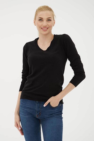 Fashion Friends Pulover negru cu decolteu în V