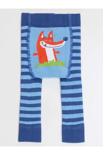 Denokids Fox Baby Boy Knitted Blue Tights-Pants