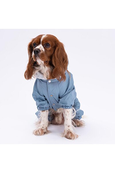 Pettrend Gri Kürklü Tulum Yağmurluk Küçük Irk Yağmurluk Köpek Kıyafeti Köpek Yağmurluğu