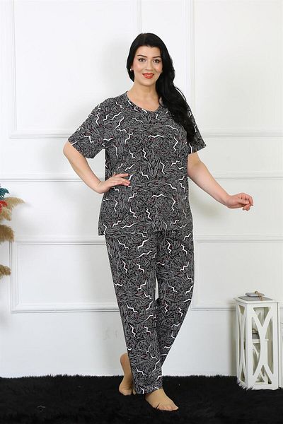 Akbeniz Set pijamale cu mânecă scurtă pentru femei 5xl-6xl-7xl-8xl 75011