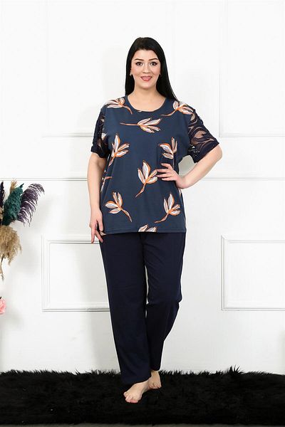 Akbeniz Women's 5xl-6xl-7xl-8xl Plus Size Short Sleeve Pajama Set 75005
