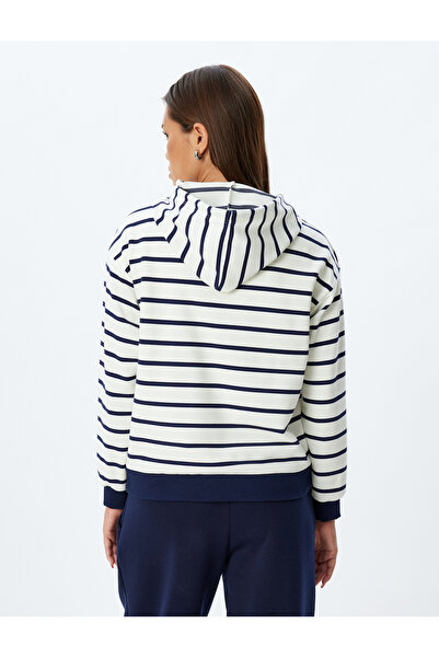 Koton Pruhovaná mikina s dlouhým rukávem a kapucí