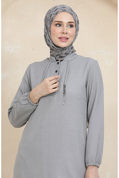 sefamerve Gray Tunic and Trousers Double Set - Button Detailed 1004-05