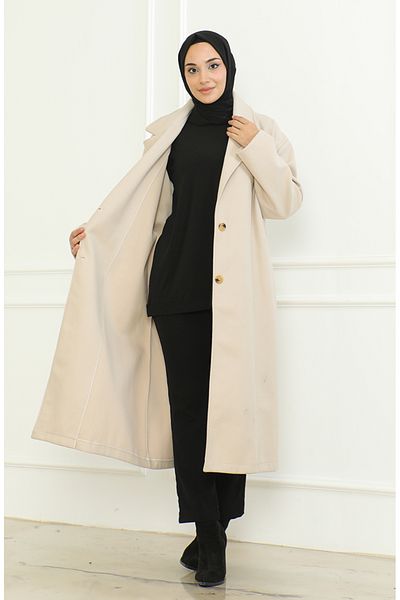 sefamerve Κύπελλο διπλού στήθους Plus Size - Μονό κουμπί, Κρέμα 712510 -02