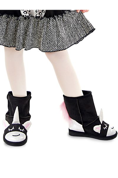 Denokids Schwarze Mädchenstiefel mit Einhornmotiv